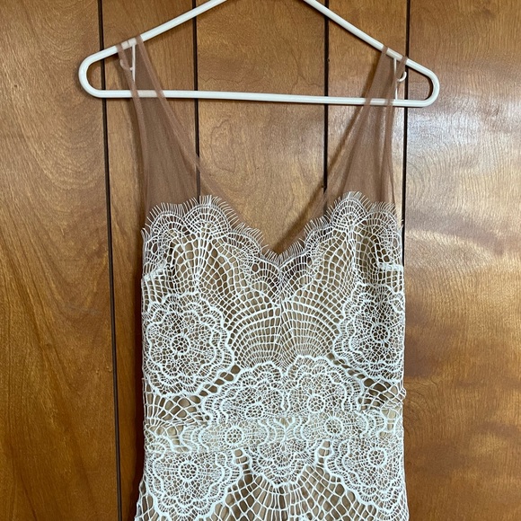 Rare For Love and Lemons Antigua Lace Sheer Maxi Dress White Nude XS EUC - Picture 10 of 14